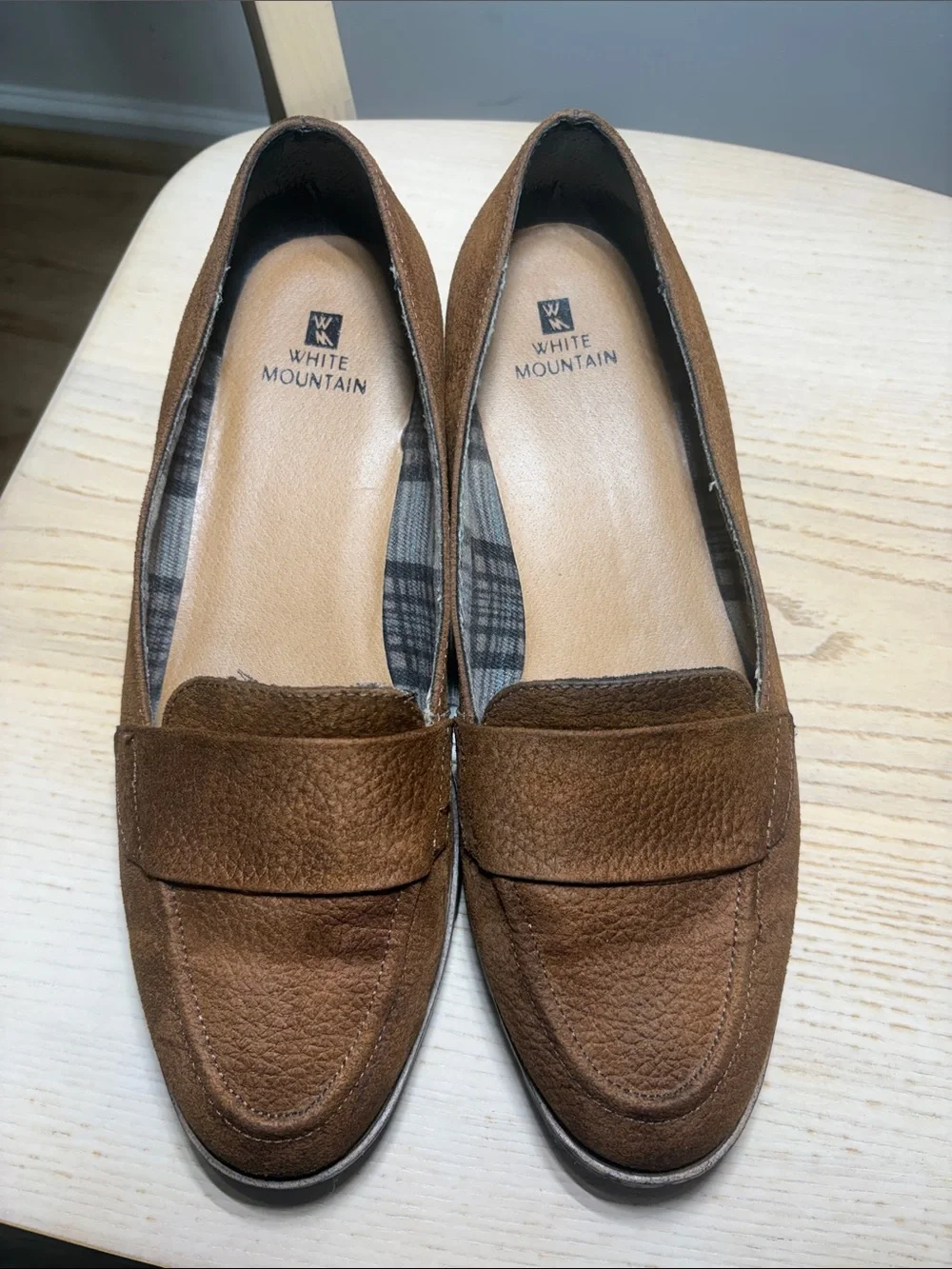 White Mountain Brown Suede Slip-On Loafers